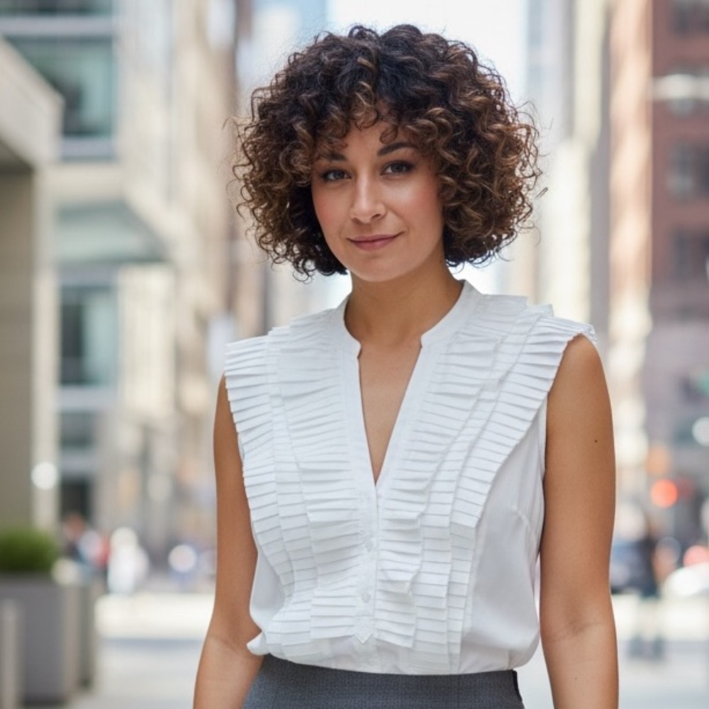 Anthropologie Maeve Sleeveless Ruffled Blouse